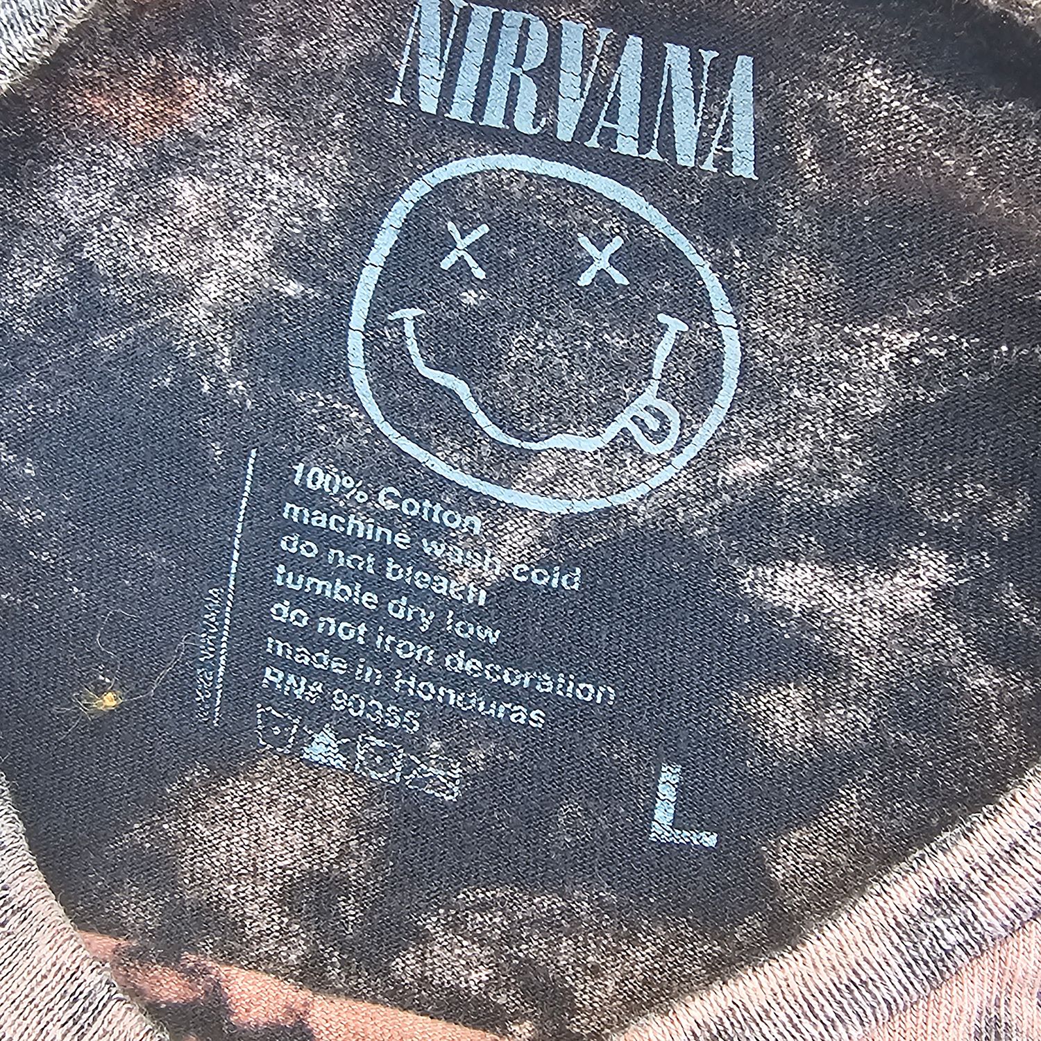 Nirvana Smiley Face Bleach Tie Dye Band T-Shirt Size L - Image 2