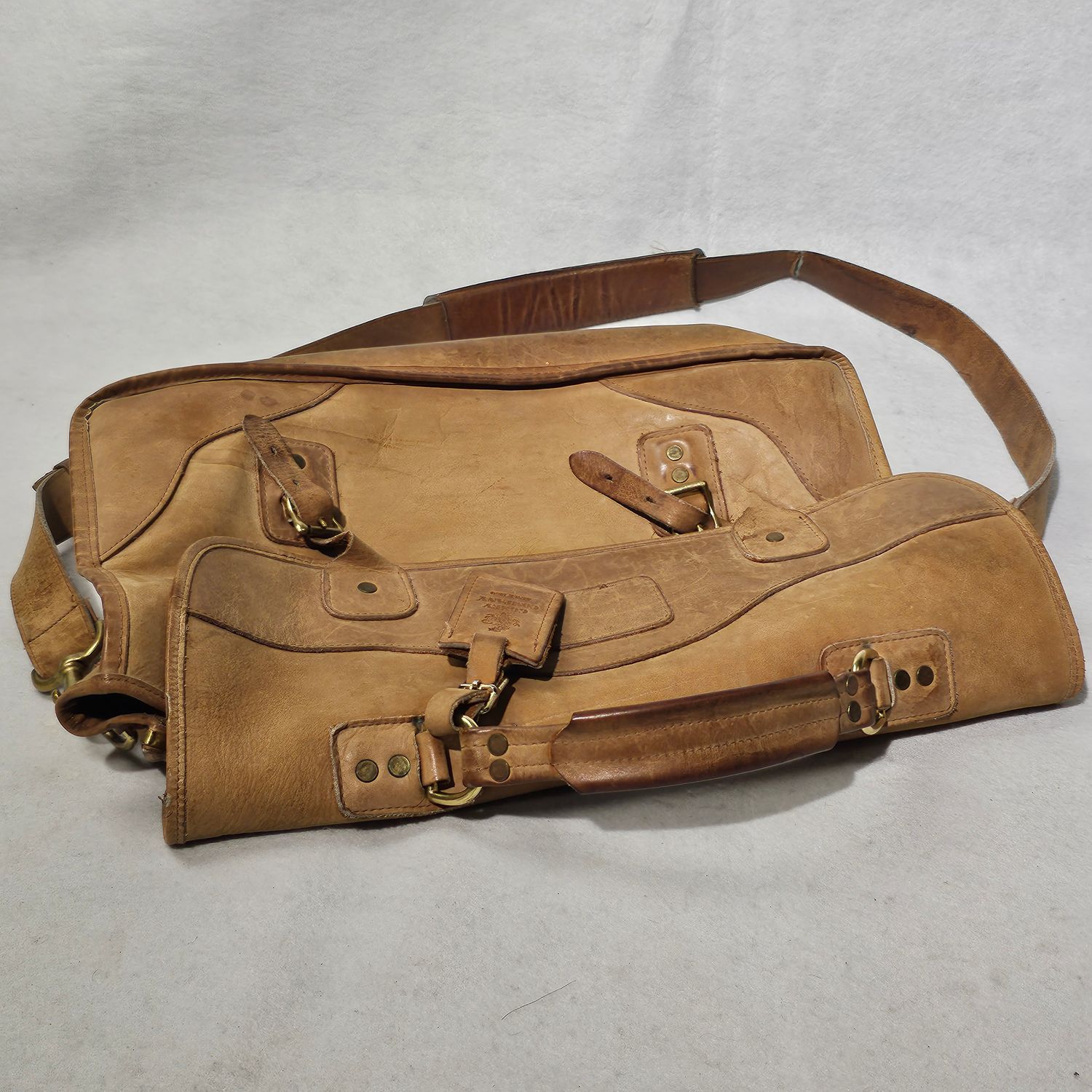 Gokey Company Leather Messenger Bag Briefcase Tan Vintage USA - Image 8