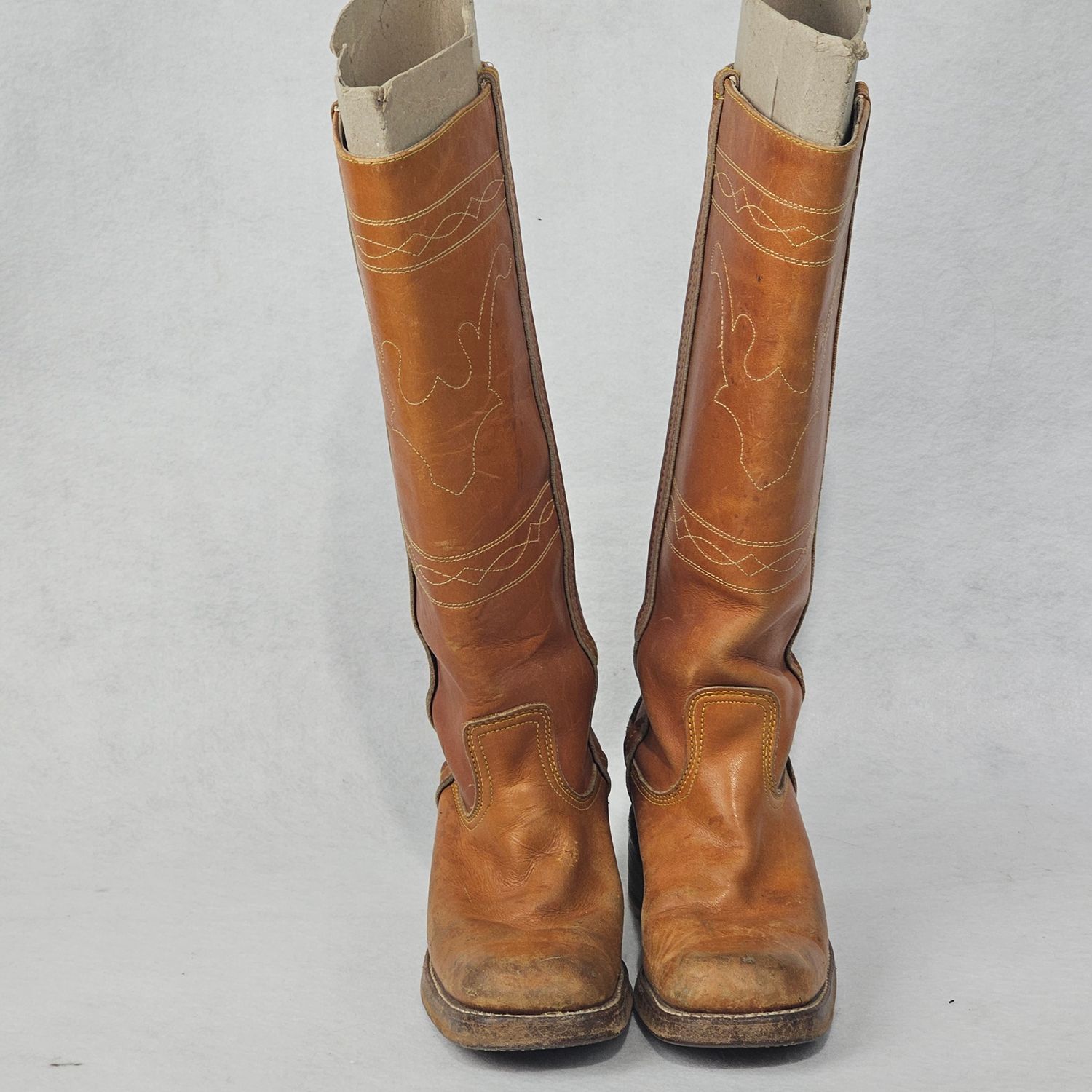 Vintage Wrangler Longhorn Steer Stitch Campus Boots 6.5M Women's Made in USA - Image 9