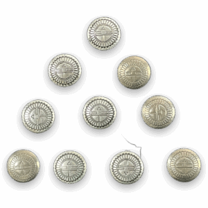 Vintage Silver Tone Metal Concho Buttons with Native American Design Set of 10