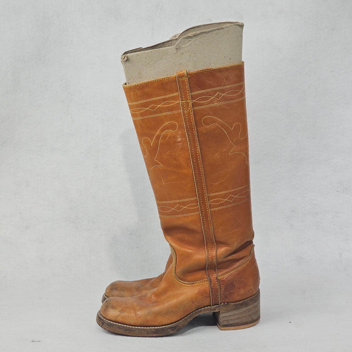 Vintage Wrangler Longhorn Steer Stitch Campus Boots 6.5M Women's Made in USA - Image 11