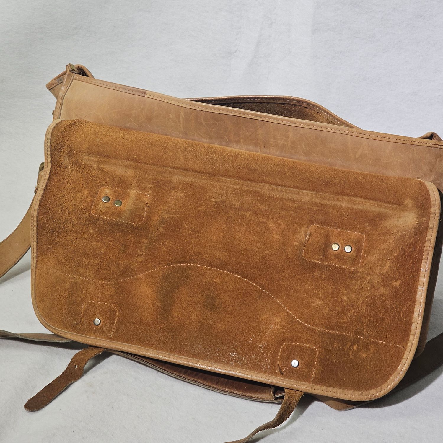 Gokey Company Leather Messenger Bag Briefcase Tan Vintage USA - Image 11