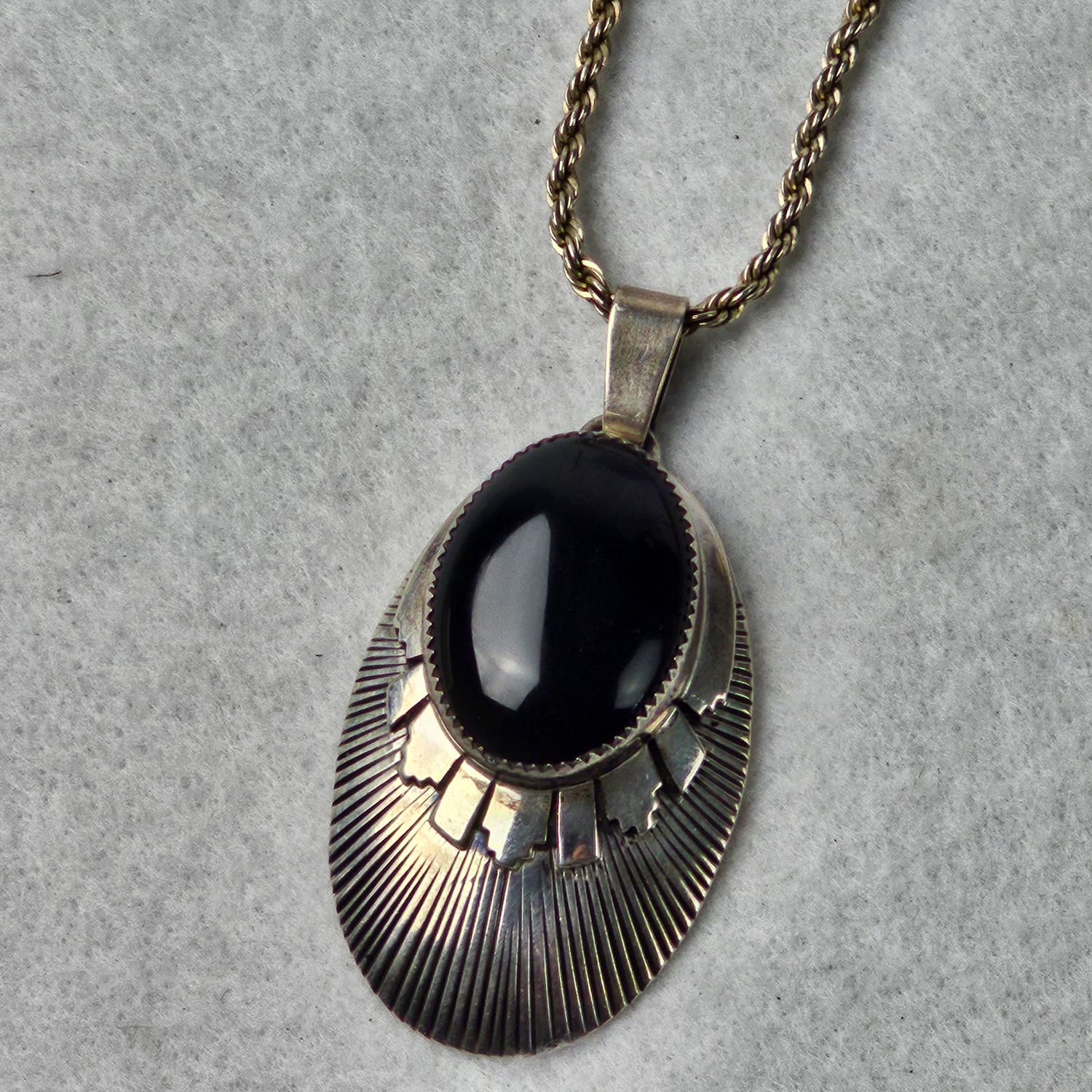 Navajo Sterling Silver Black Onyx Pendant Necklace by BECAY - Image 11