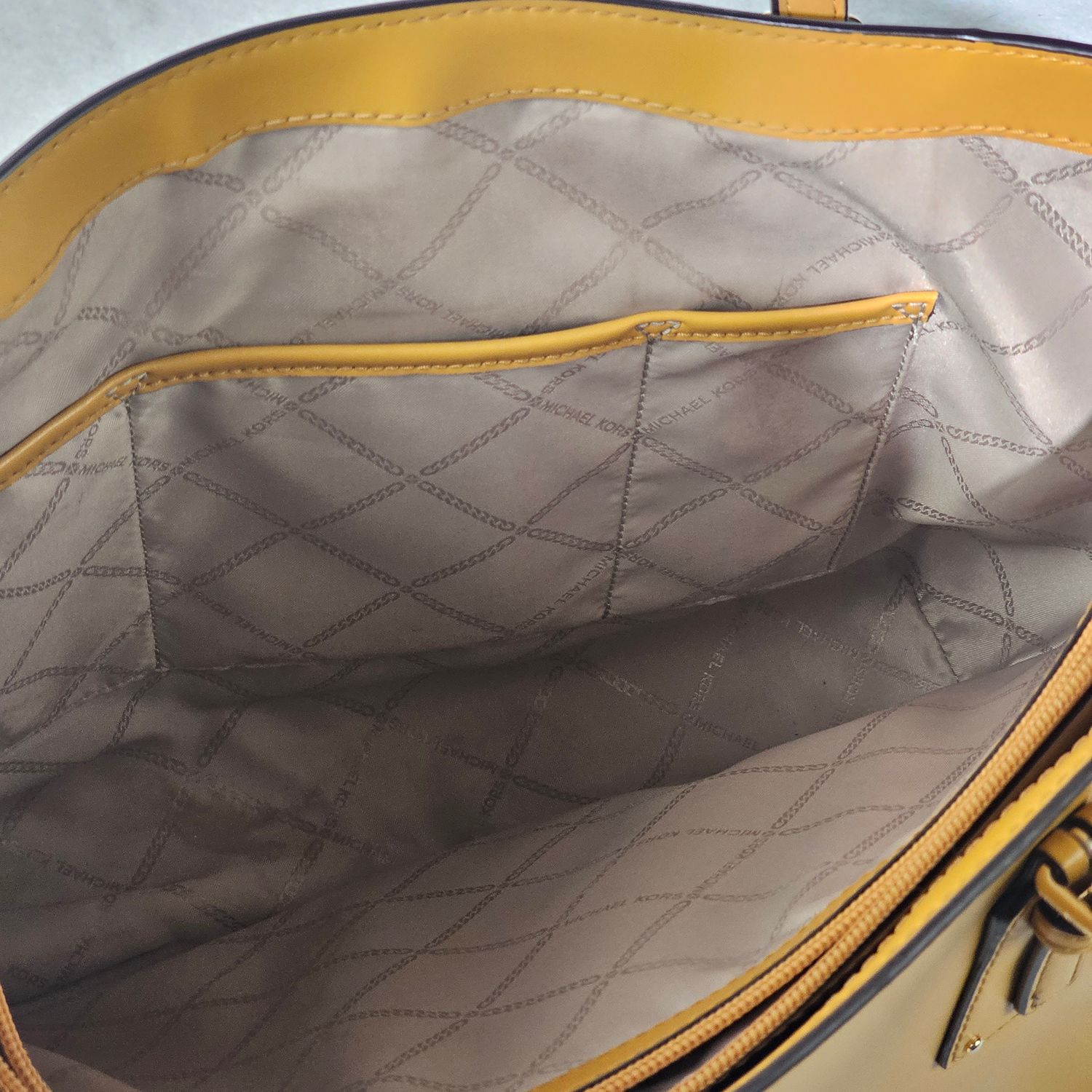 Michael Kors Mustard Yellow Leather Tote Bag - Image 12