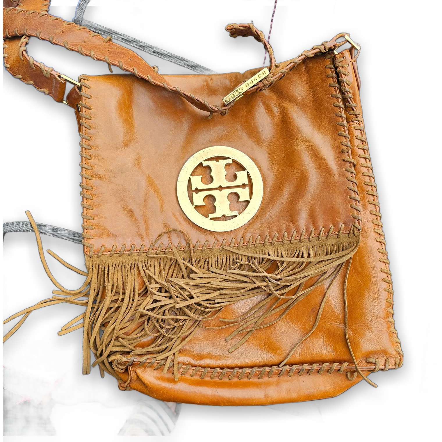 Tory Burch Brown Leather Fringe Crossbody Bag