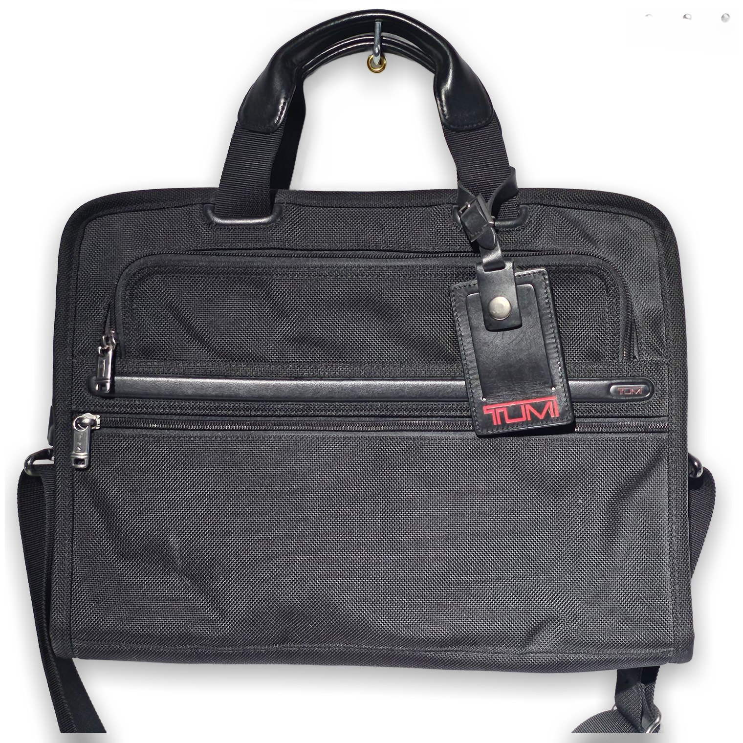 TUMI Alpha Black Nylon Leather Briefcase Laptop Bag 26101D4