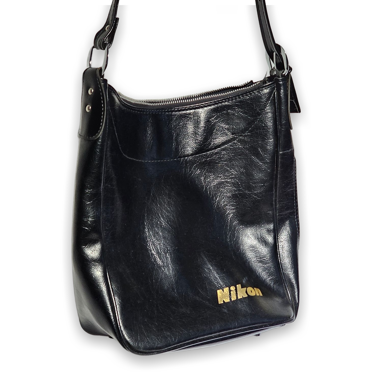 Vintage Nikon Black Leather Camera Shoulder Bag Case Made in Japan