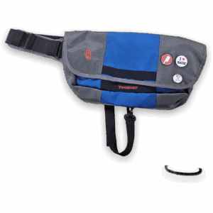 Timbuk2 Blue & Gray Messenger Bag with Pins and Adjustable Strap