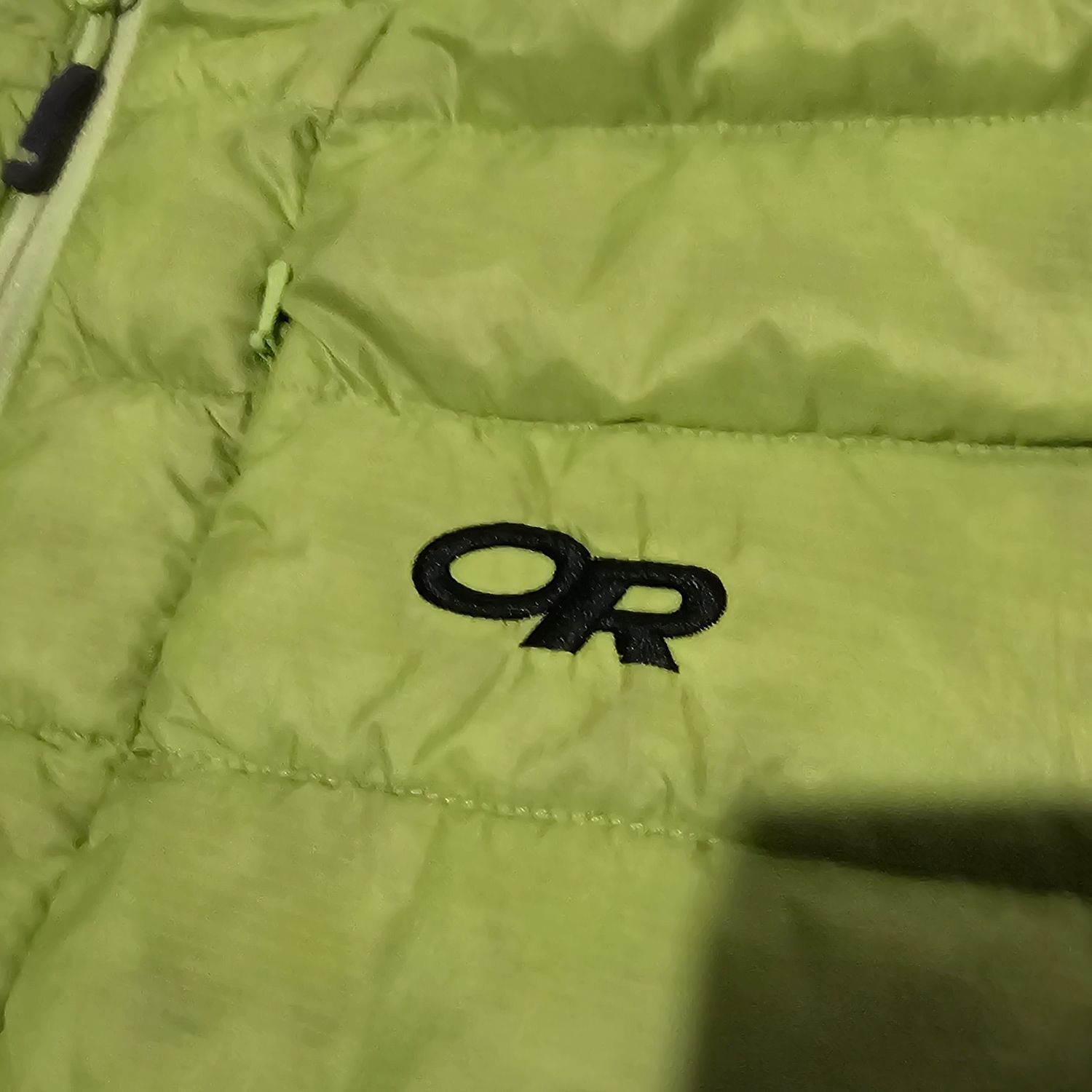 Outdoor Research Men's Small Lime Green Hooded Down Puffer Jacket - Image 2