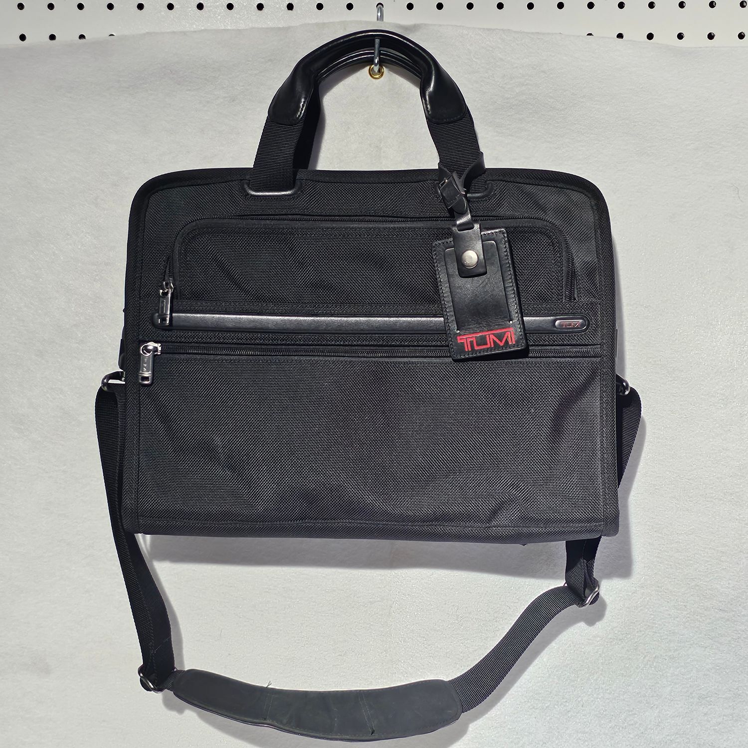 TUMI Alpha Black Nylon Leather Briefcase Laptop Bag 26101D4 - Image 2