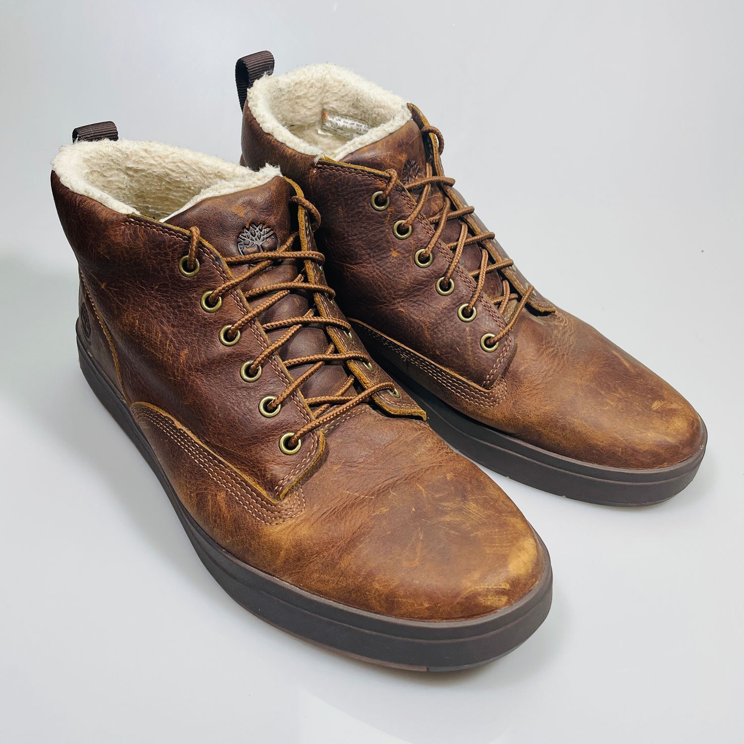 Timberland Men's Brown Leather Sherpa Lined Casual Boots Size 13 - Image 2