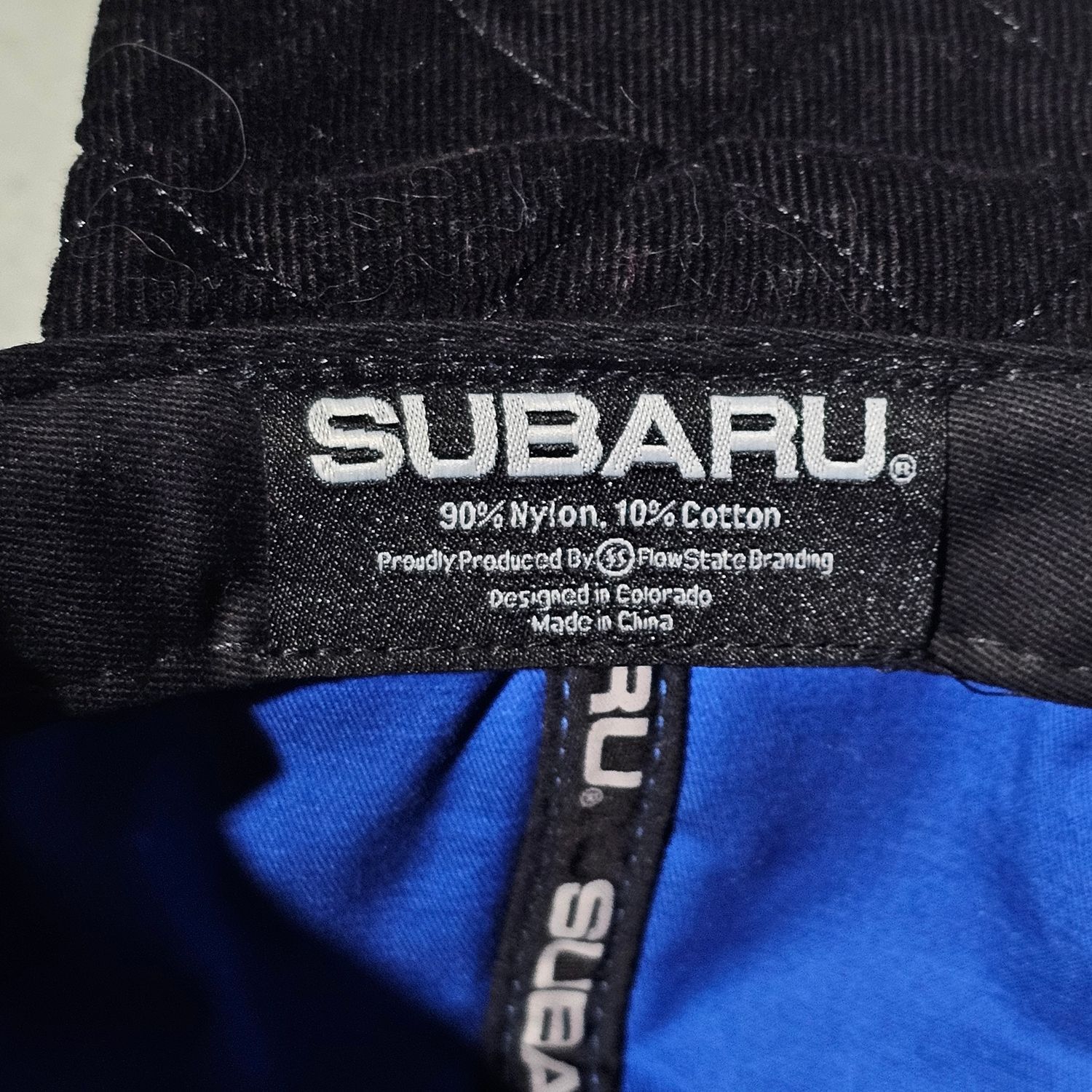 Subaru Wilderness Blue Quilted Nylon Baseball Cap with Ear Flaps - Image 4