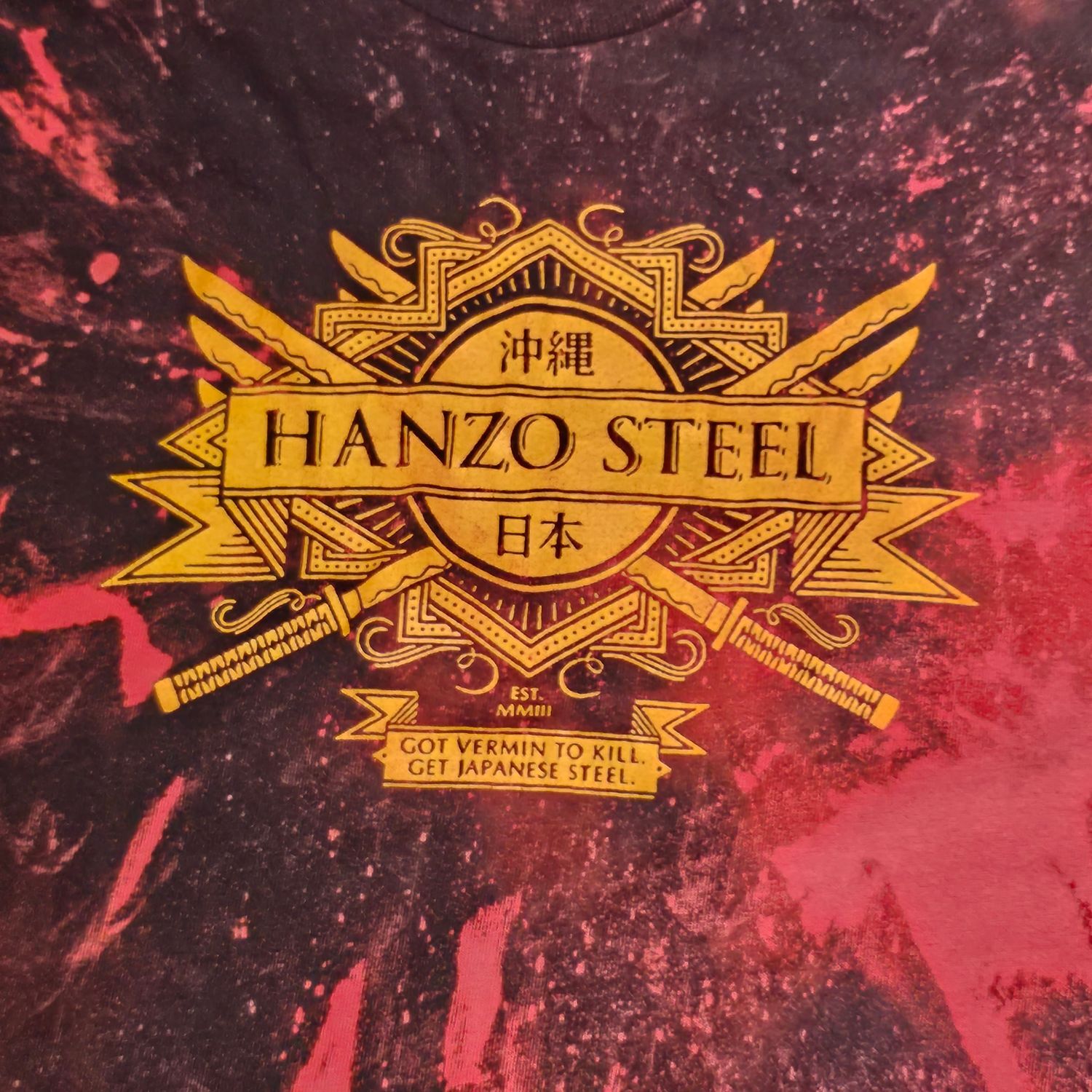 Hanzo Steel Red Black Tie-Dye Graphic T-Shirt XL Men's Cotton - Image 3