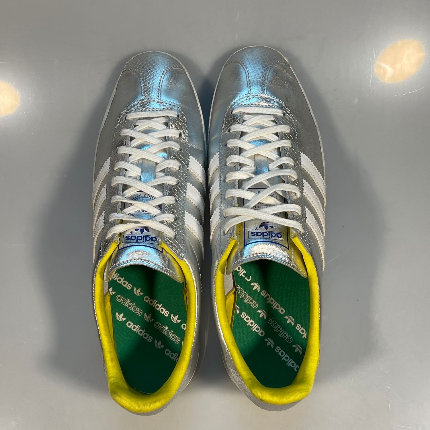 Adidas Gazelle Silver Metallic Sneakers Men's Size 10 Retro Classic Shoes - Image 3