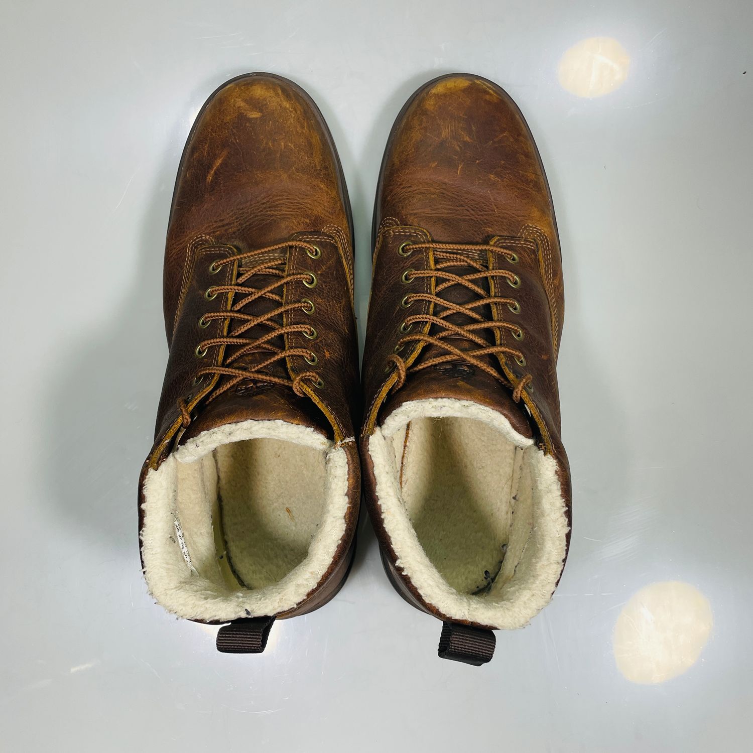 Timberland Men's Brown Leather Sherpa Lined Casual Boots Size 13 - Image 3