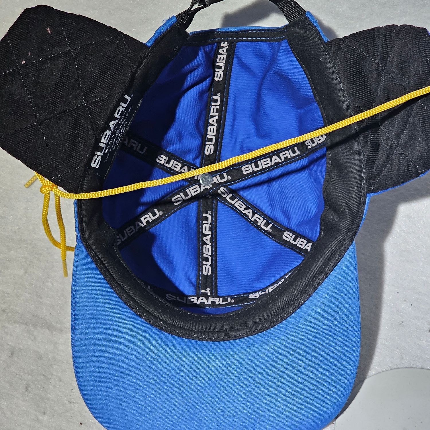 Subaru Wilderness Blue Quilted Nylon Baseball Cap with Ear Flaps - Image 5