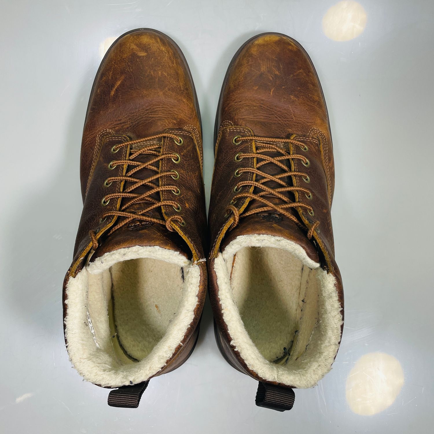 Timberland Men's Brown Leather Sherpa Lined Casual Boots Size 13 - Image 4