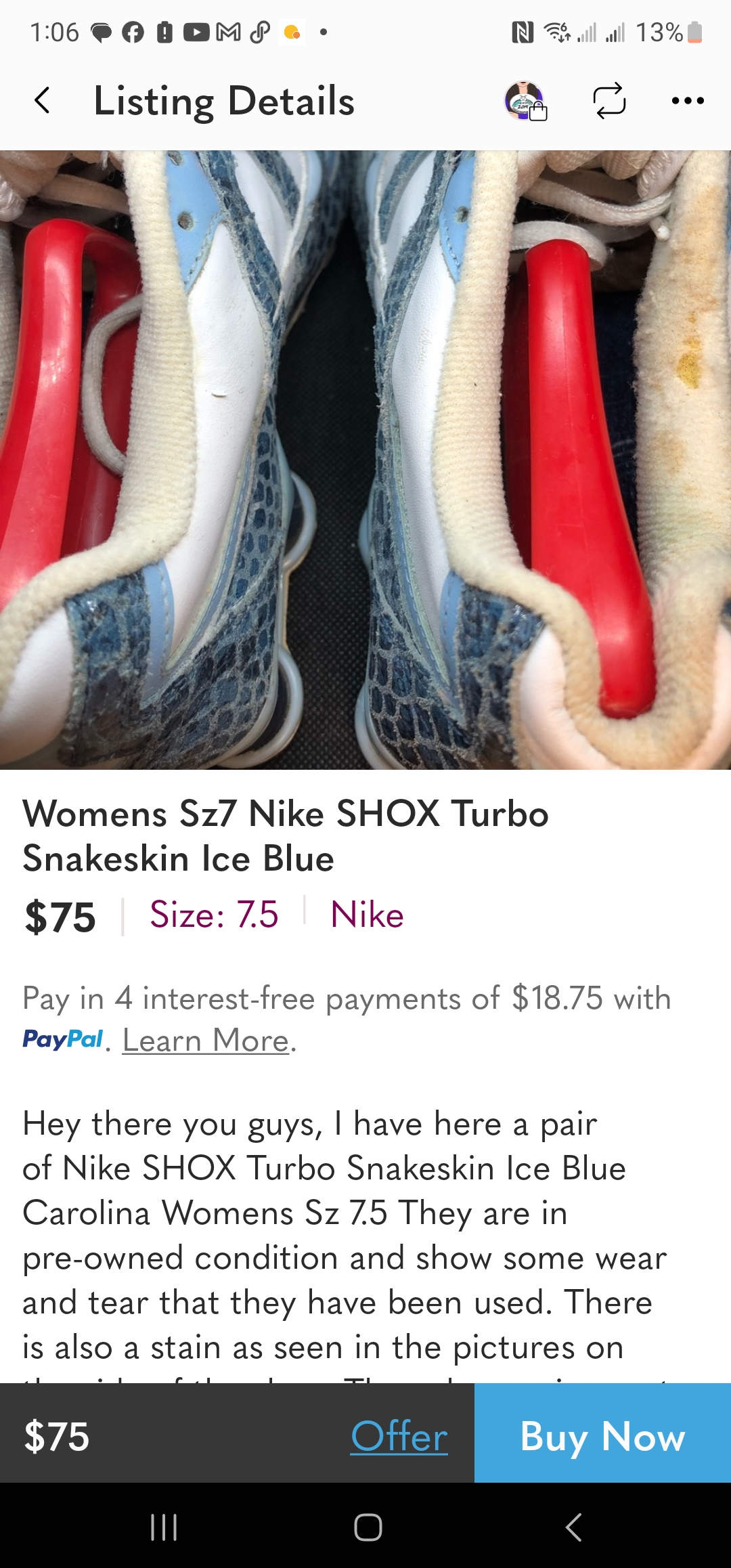 Nike Shox Turbo Snakeskin Ice Blue Women's Running Shoes Size 9.5 US - Image 10