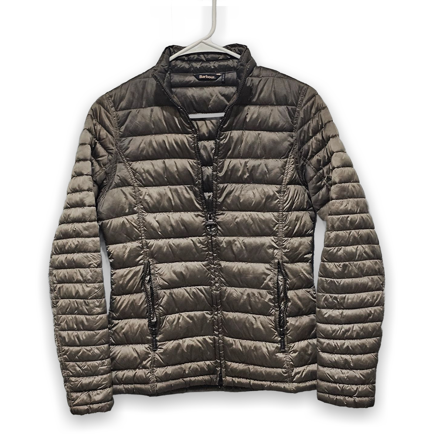 Barbour Winter Tartan FibreDown Jacket Women's Size 6 Olive Green