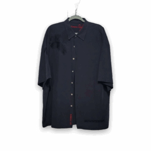 Bamboo Cay Black Floral Embroidered Shirt XXL Men's Hawaiian Style