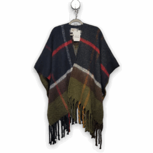 Barbour Women's Tartan Fringe Poncho Cape Wool Blend One Size