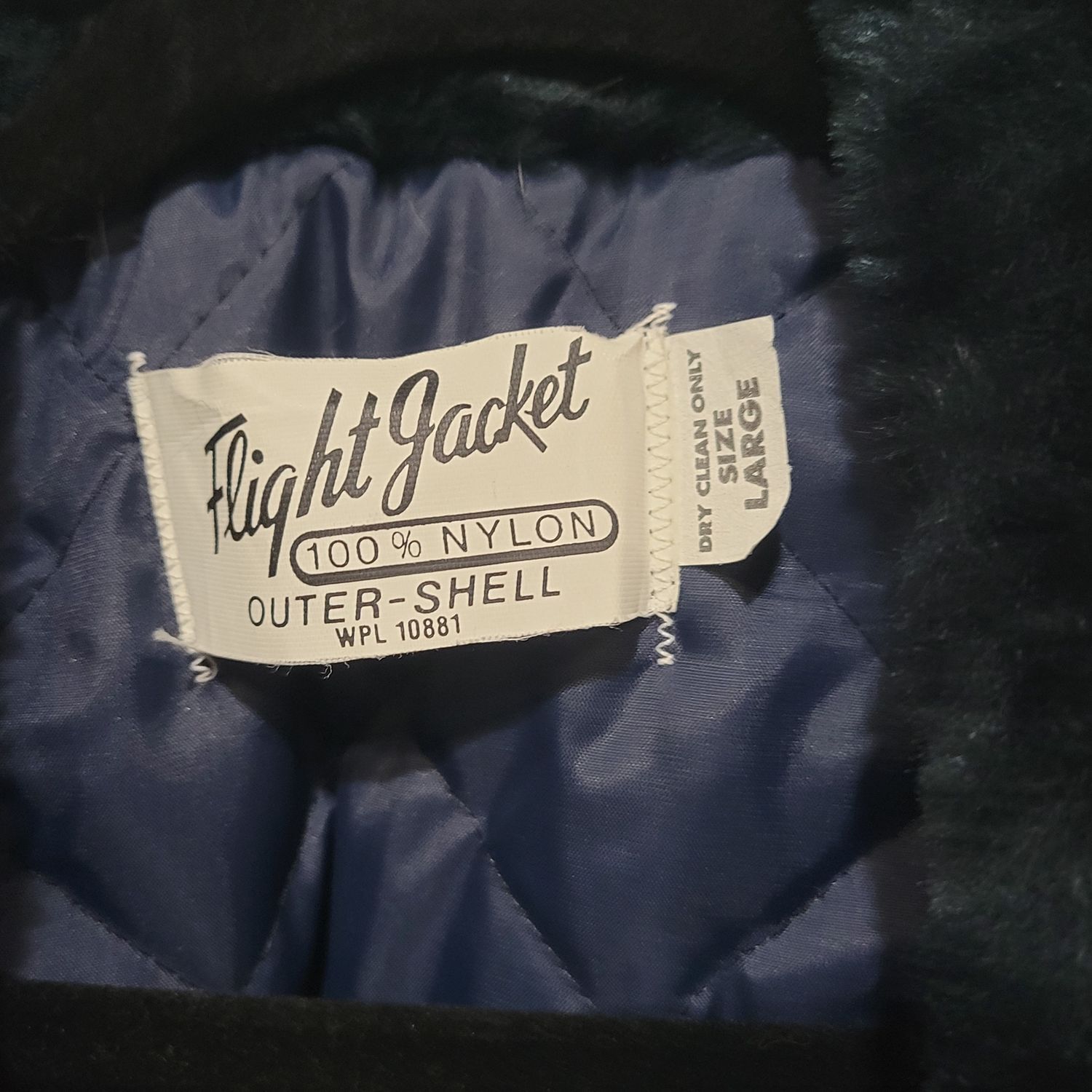 Men's Navy Nylon Flight Bomber Jacket Faux Fur Collar Size Large - Image 2