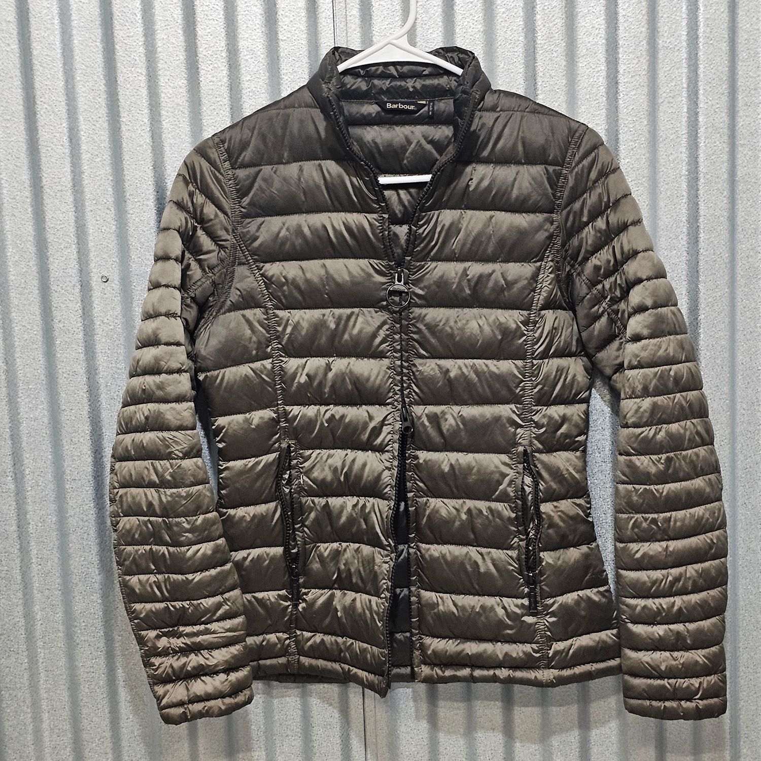 Barbour Winter Tartan FibreDown Jacket Women's Size 6 Olive Green - Image 3