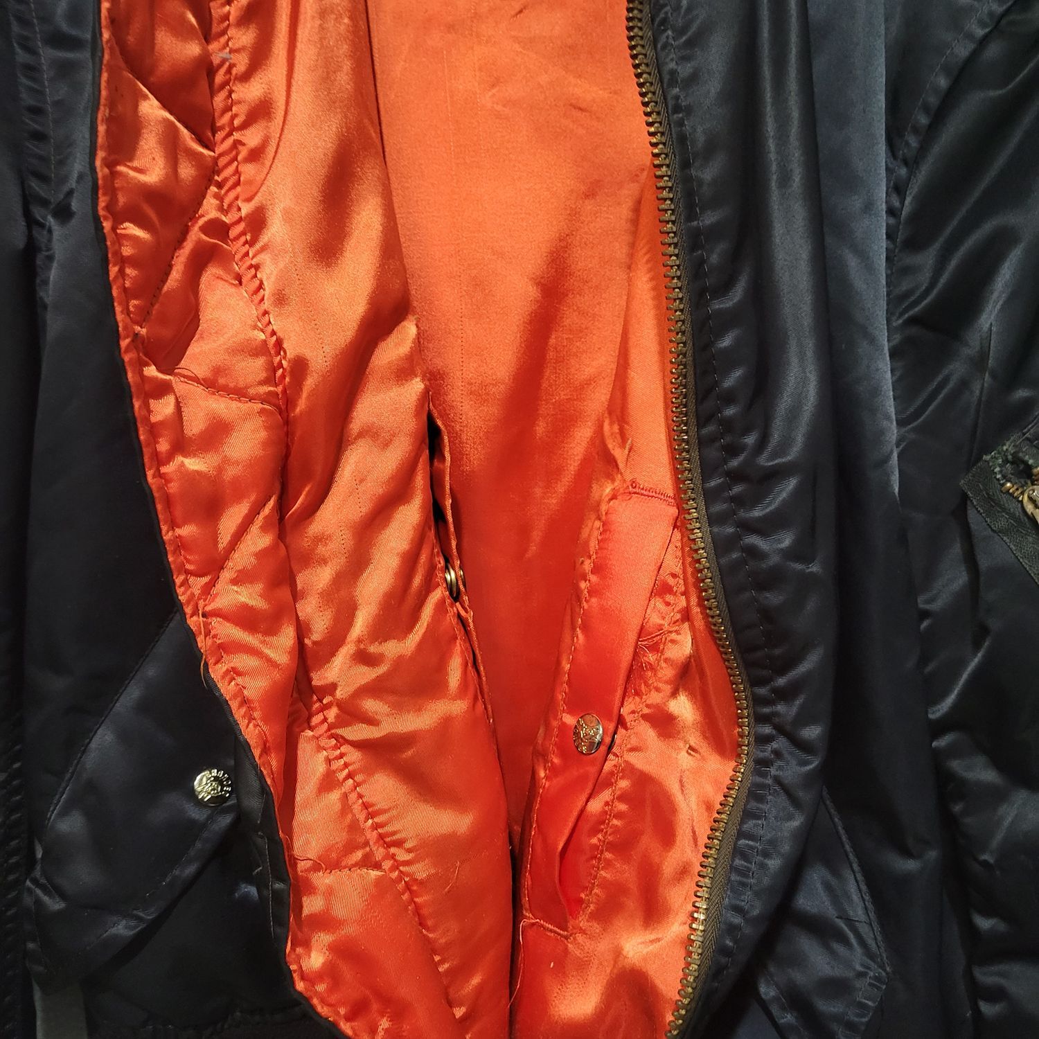 Vintage USAF MA-1 Bomber Jacket XL Black Orange Liner Men's - Image 3