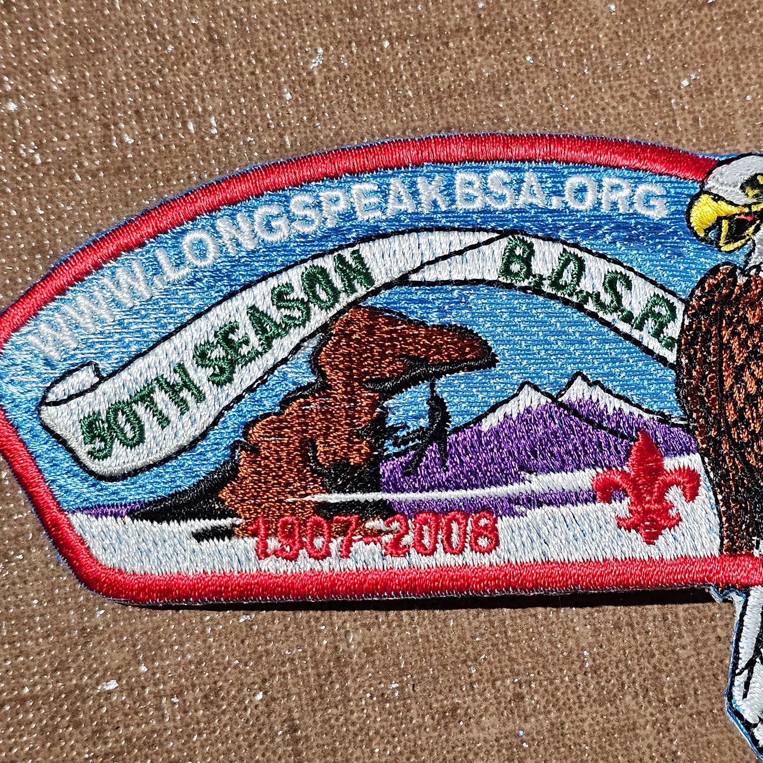 BDSR 50th Season Boy Scouts Patch Bald Eagle 1907-2006 Longs Peak - Image 2