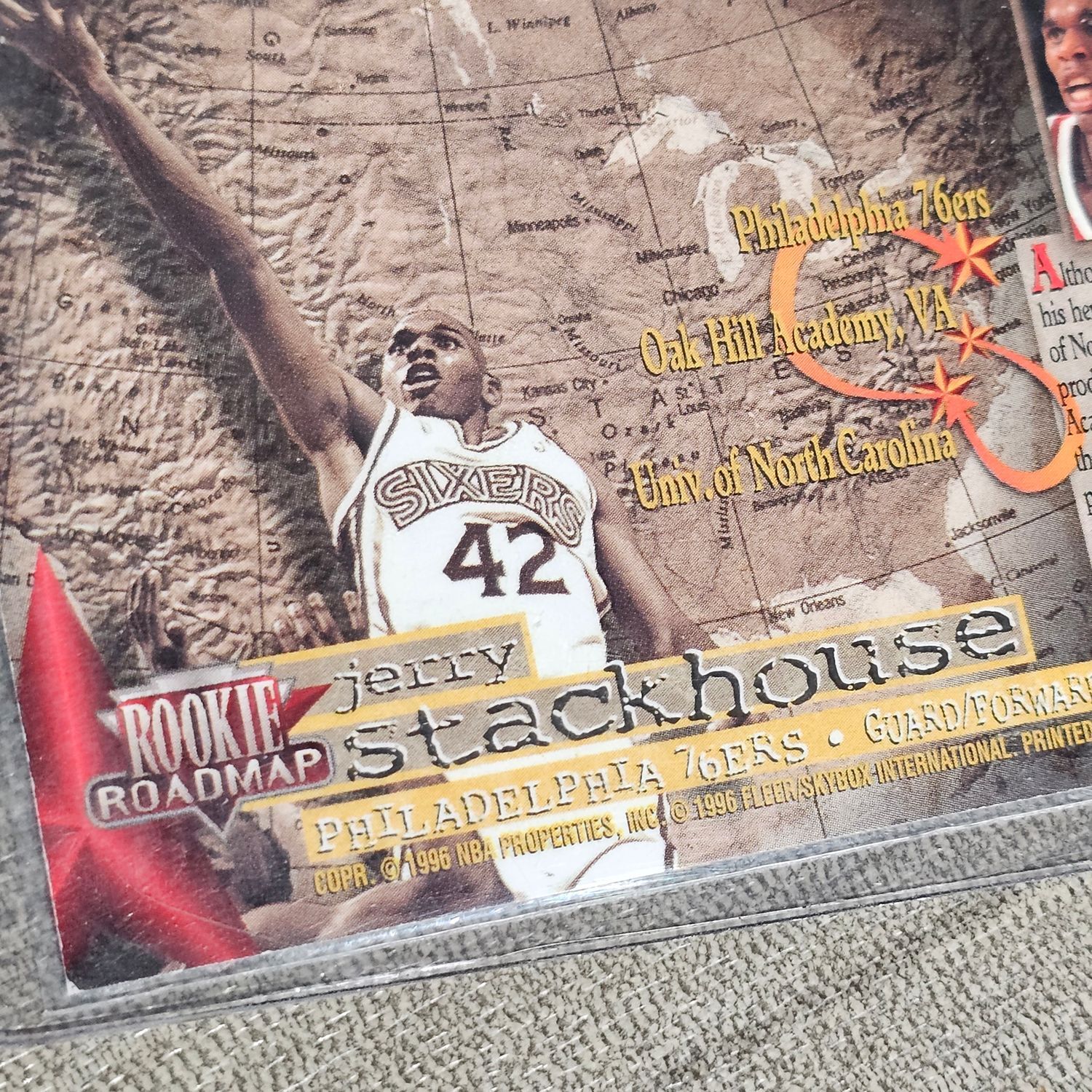 1996 SkyBox Rookie Jerry Stackhouse #235 NBA Card Philadelphia 76ers - Image 3