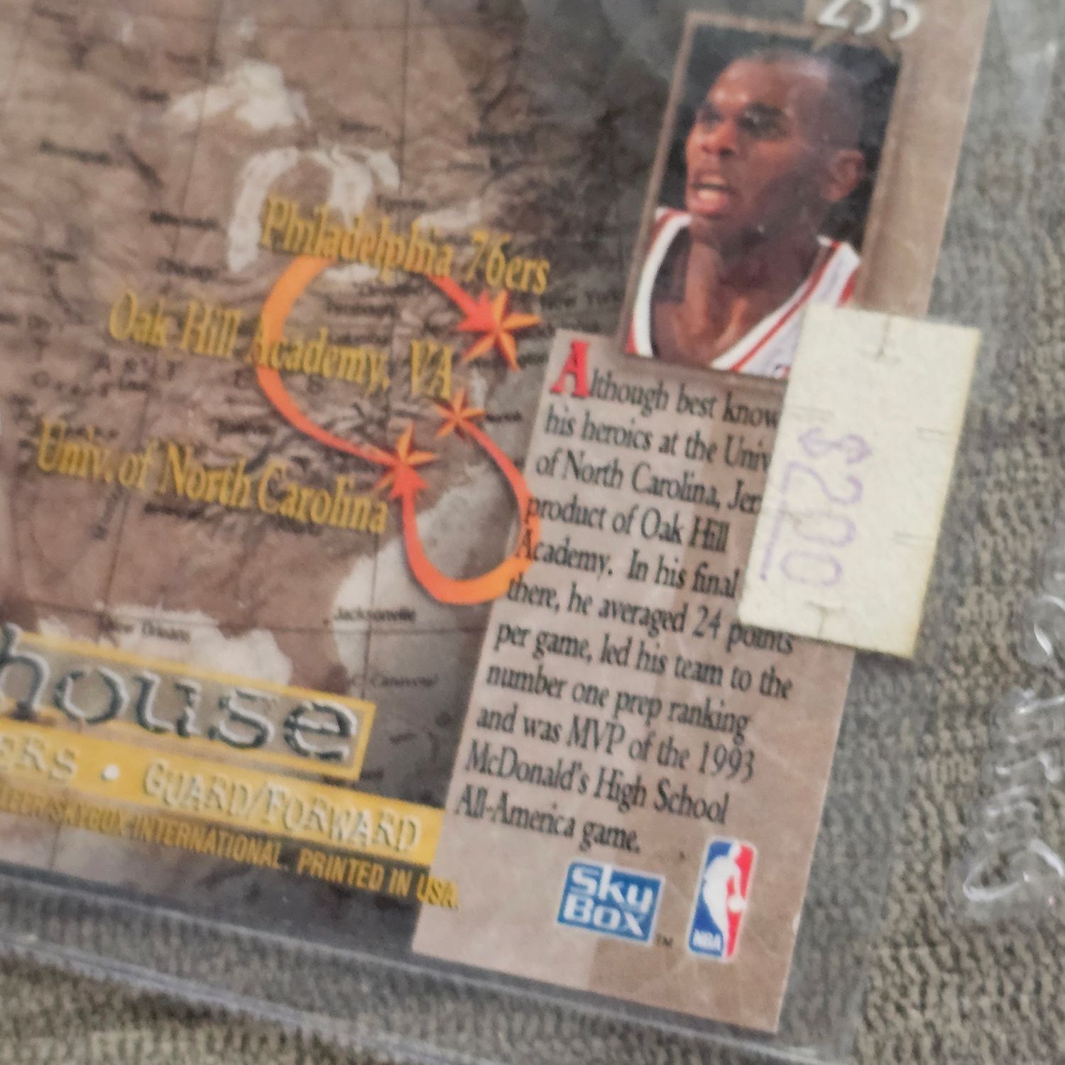 1996 SkyBox Rookie Jerry Stackhouse #235 NBA Card Philadelphia 76ers - Image 4