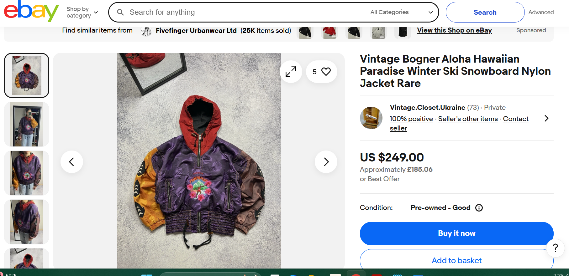 Vintage Bogner Embroidered Ski Jacket Purple Floral Size 12 Women's - Image 7