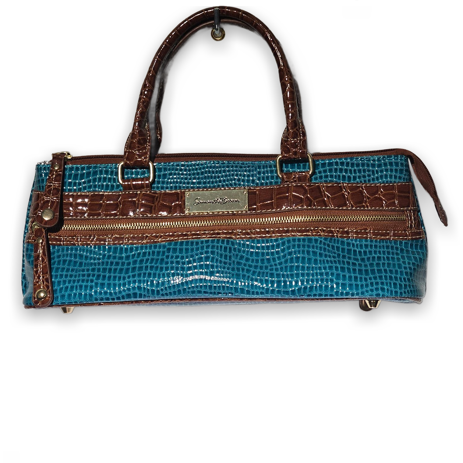 Samantha Brown Blue Brown Croc Insulated Travel Tote Bag Women's