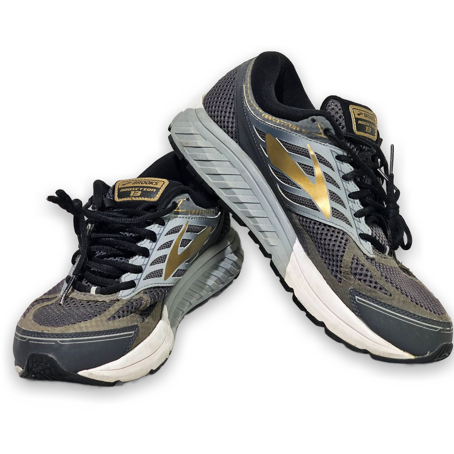Brooks Addiction 13 Running Shoes Men's 10.5 2E Wide Gray Gold