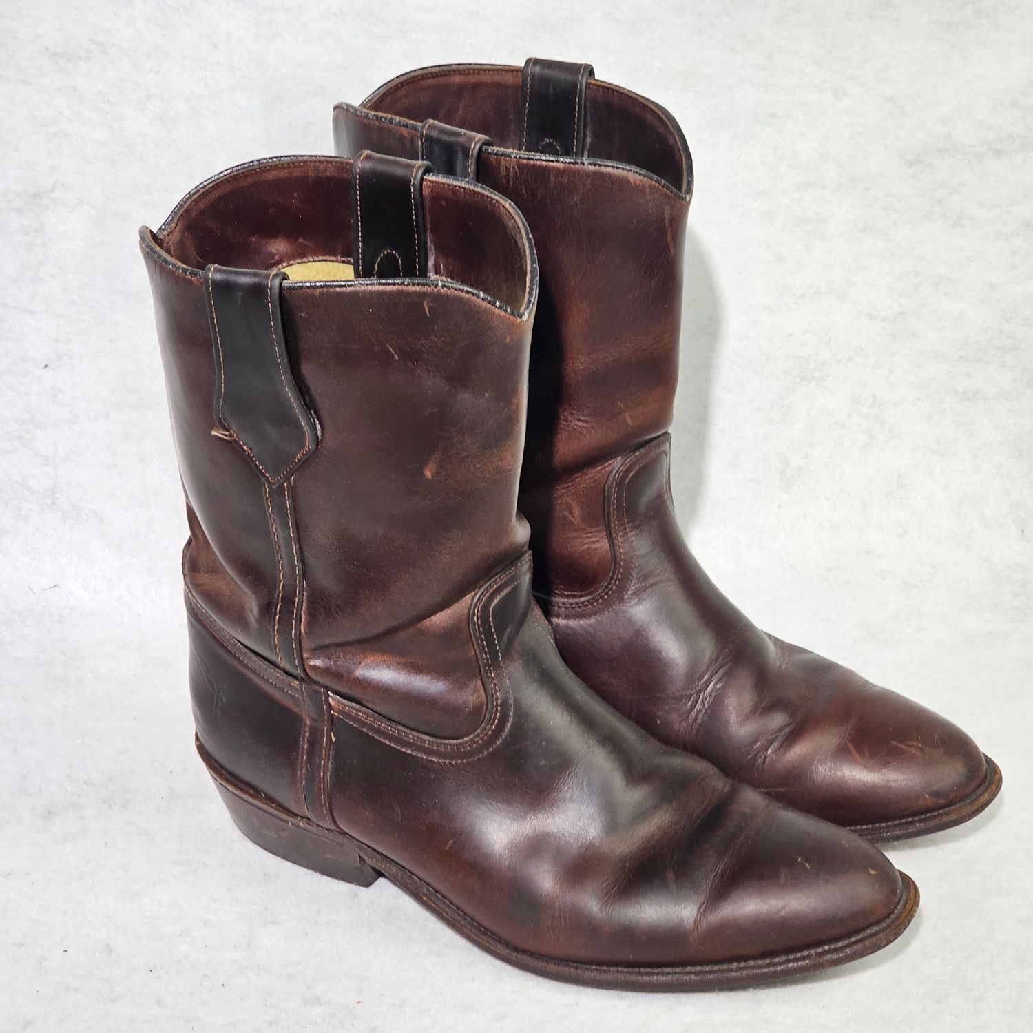Frye 9925 Brown Leather Pull-On Cowboy Boots Men's Size 12D USA - Image 3